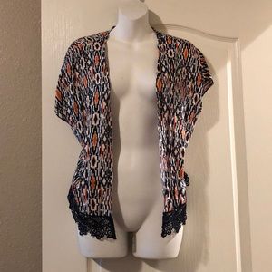 NWOT blouse cover up tunic lace geometric